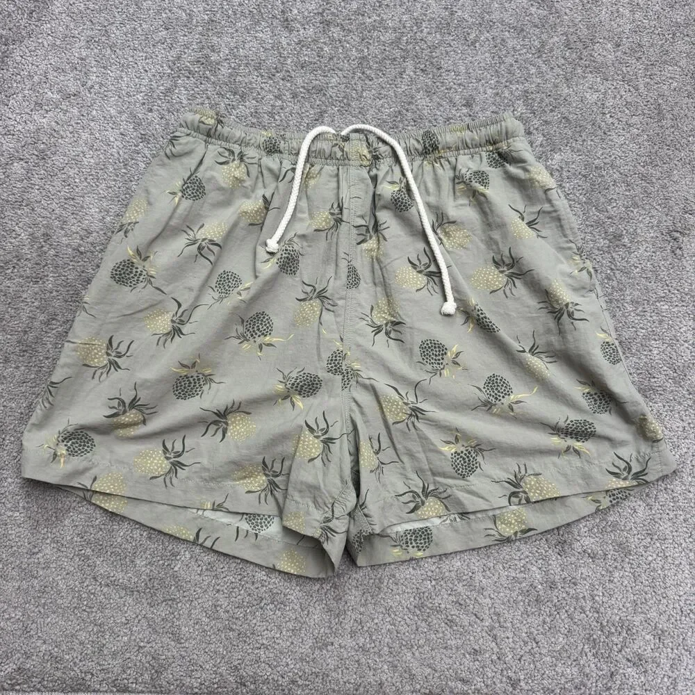 Tommy Bahama Vintage Y2K Board Shorts Swim Trunks Mens Medium Gray Pineapple